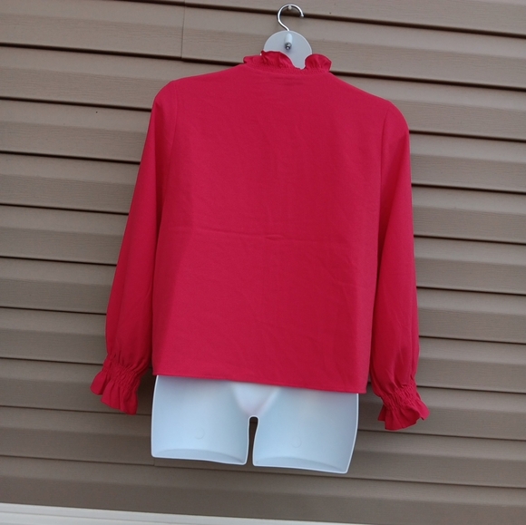 Marc New York Vibrant Pink Ruffle Blouse Size XL - Picture 4 of 5